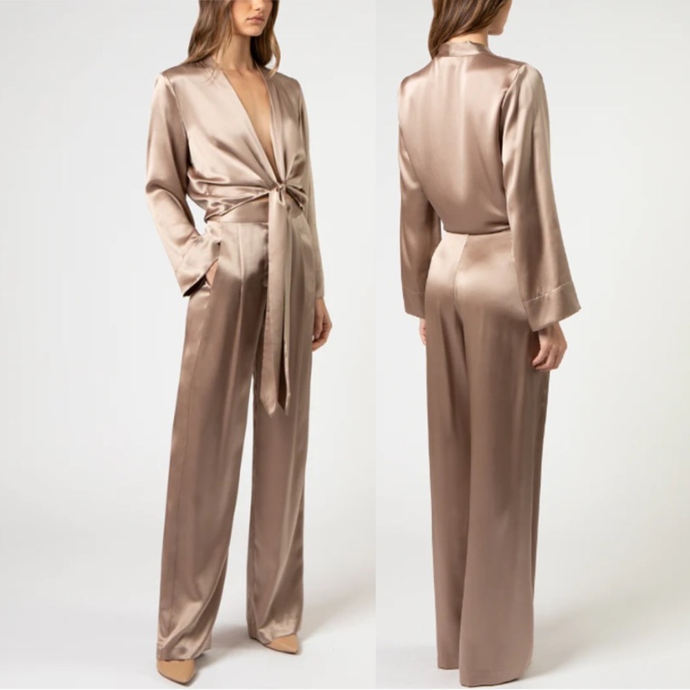 Michelle Mason Wide Leg Trouser - Putty